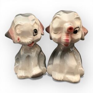 Vintage Geometrical Elephants Salt & Pepper Shakers Mid Century Japan